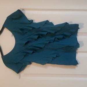 Girls dark teal top with ruffles. Size XL. By Epic Threads.
